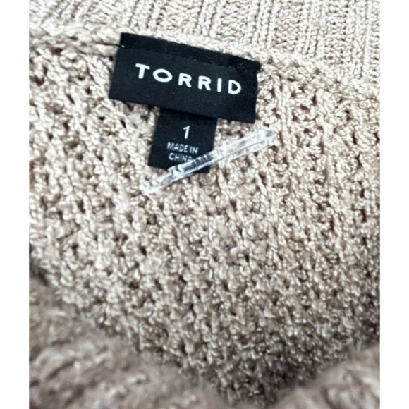 Women'sTorrid Turtleneck Cable Knit Medium Weight Tan/Brown/Cream Sweater Size 1 - Picture 5 of 8